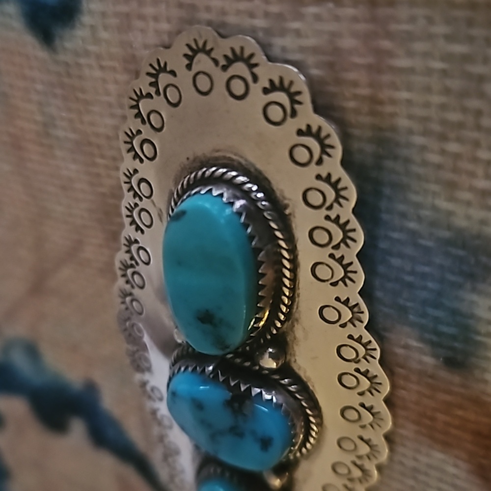Vintage Turquoise Sterling Silver Brooch - Picture 13 of 13